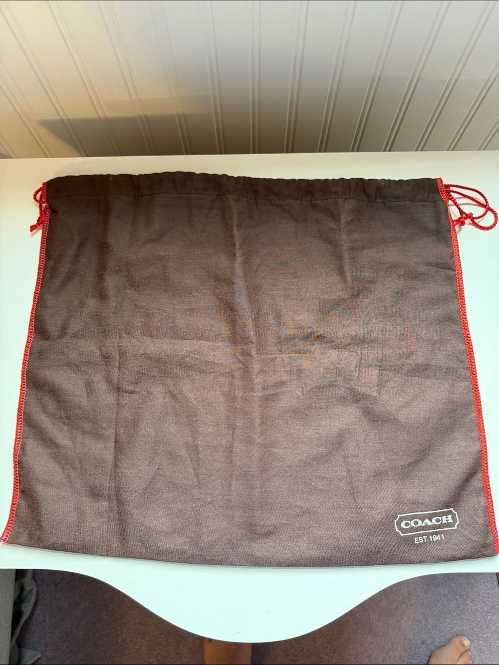 Coach Brown Dust Bag with Red Trim Drawstring
